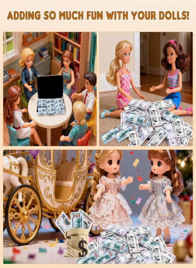 Clofiak 1:12 Miniature Scene Dollars 1000 Pcs Mini Dollar Mixed Denominations Fake Money Bills 5 &10 & 20 & 50 & 100 Dollar Bills Prop Money for Craft Decoration Dollhouse Scene Model Accessories - Image 5